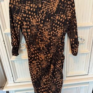 Tahari Black and Orange Long Sleeve Dress